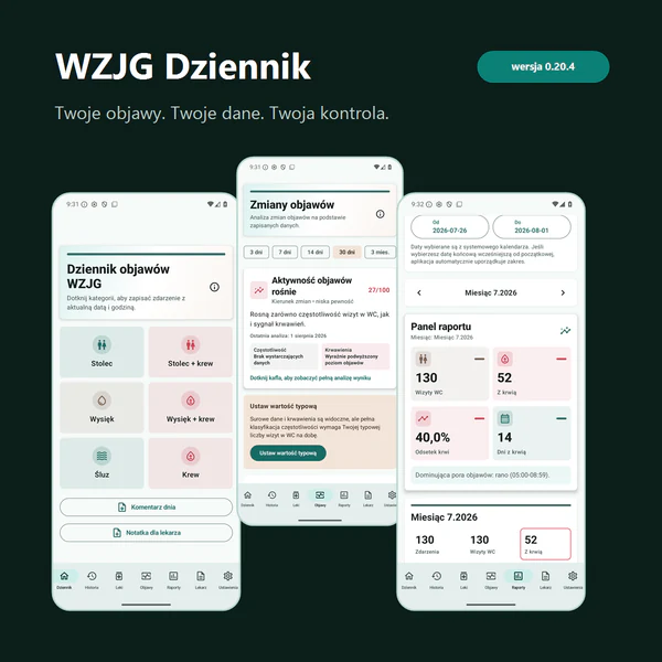 Ekrany aplikacji WZJG Dziennik