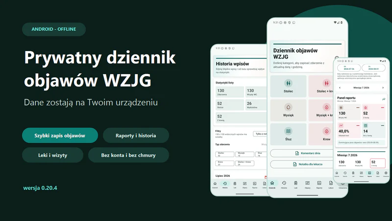WZJG Dziennik — dziennik objawów, historia i raporty
